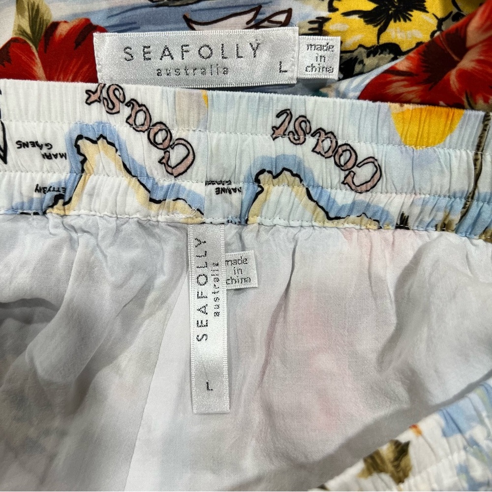 Seafolly Australia Coast To Coast Resort Beachy Tropical Design Top Short Set L - Picture 8 of 9